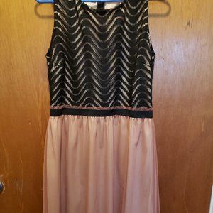 Black lace top dress with soft pink bottom